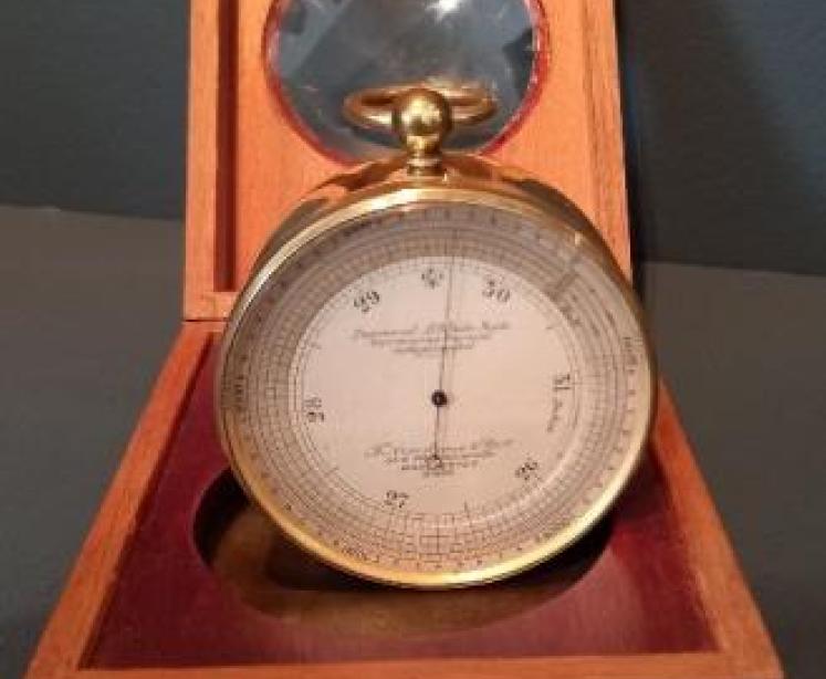 Antique Campaign Marine Barometer in Presentation Case - Image 1