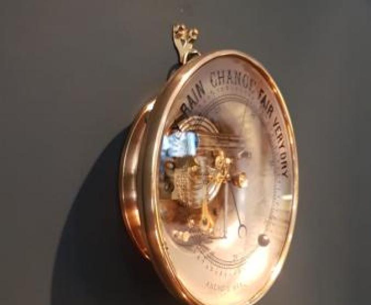 Large Brass Cased Skeletonised Marine Barometer - Image 2