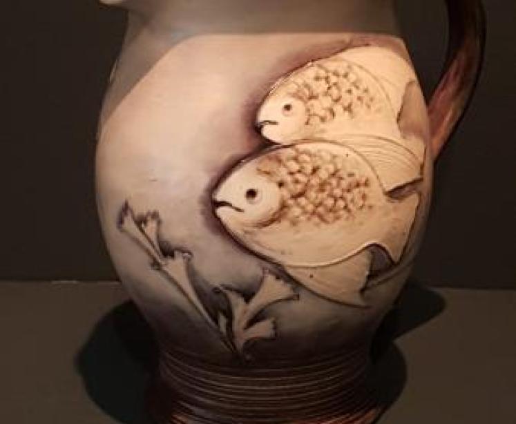 1920's Moorcroft Salt Glazed Fish Jug - Image 2