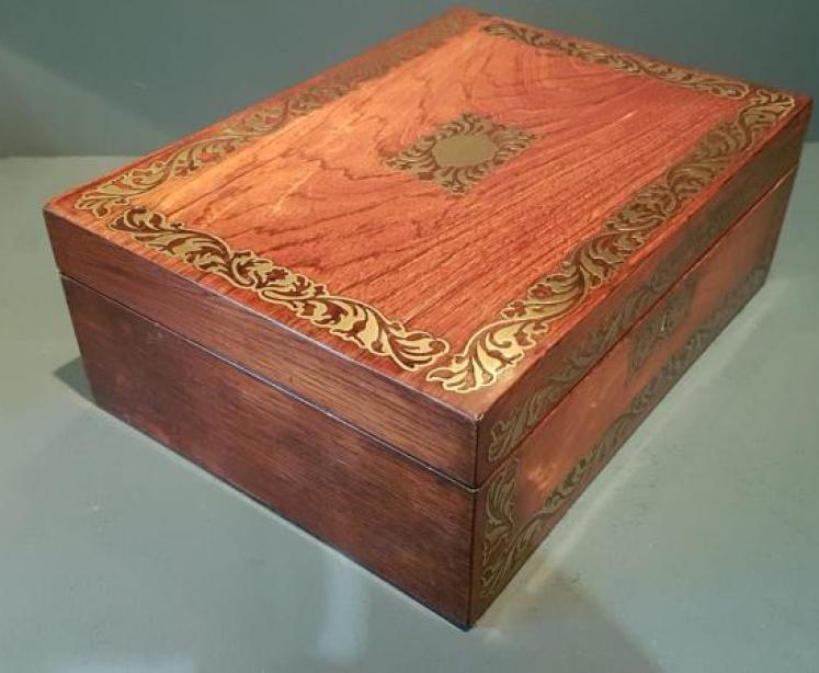 Regency Brass Inlaid Rosewood Box - Image 2