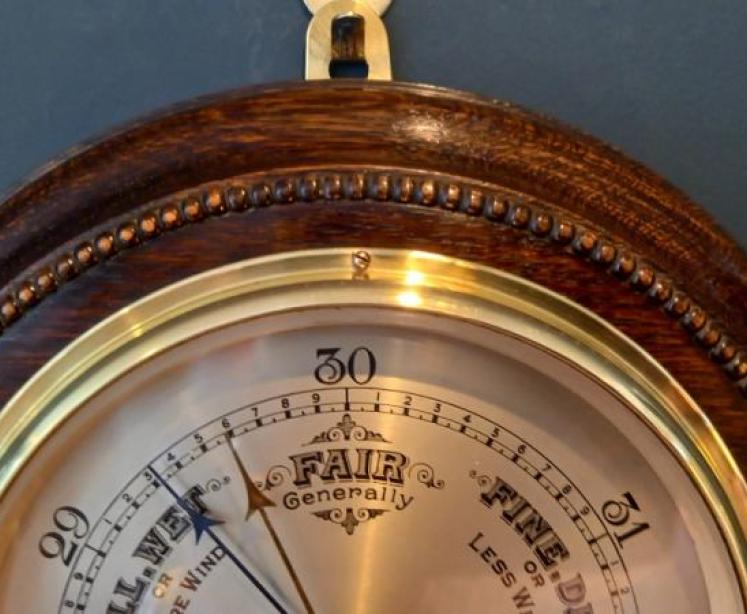 Antique Polished Oak Selfridges of London Barometer - Image 6