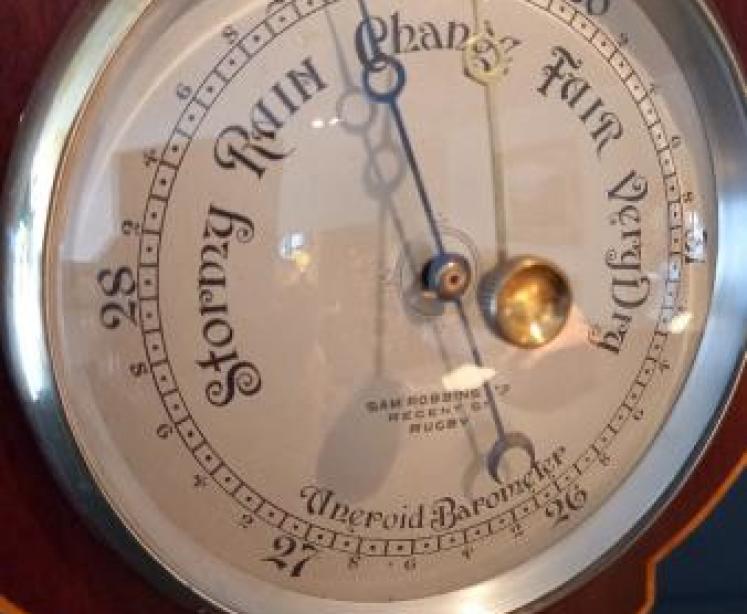 Late Victorian Butterfly Inlaid Mantelpiece Barometer - Image 3