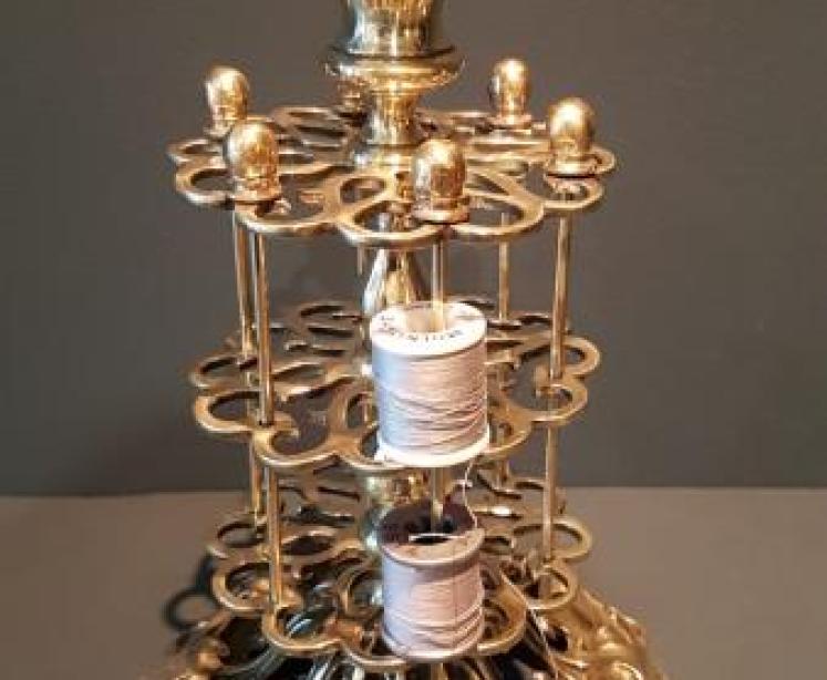 Unusual Victorian Brass Bobbin Rack - Image 1