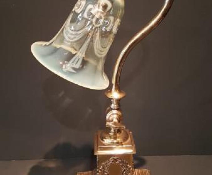 Superb Adjustable Brass Lamp and Vaseline Shade - Image 1