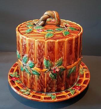 Large Victorian Majolica Cheese Dish