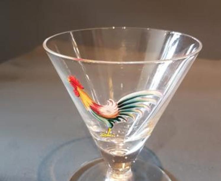 Silver and Enamel Glass Cocktail Shaker and Glasses - Image 3