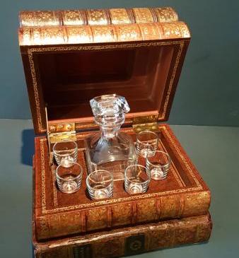 Leather Stack of Books Tantalus Box