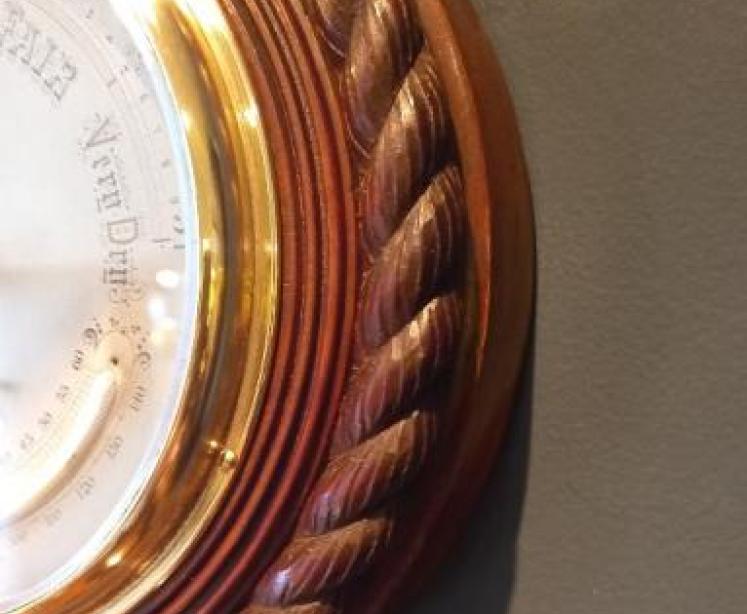 Large Victorian Walnut Ship's Barometer & Thermometer - Image 4