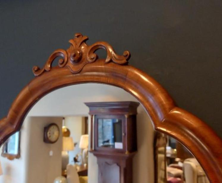 Matching Pair of Antique Walnut Wall Mirrors - Image 4