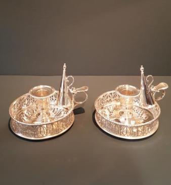 Rare Pair of Chamber Sticks by Robert Hennell