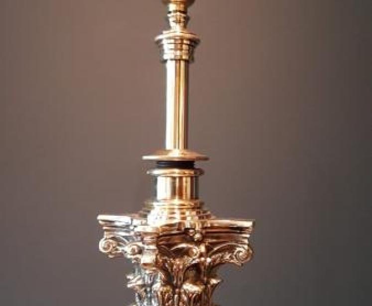 Superb Hinks Brass Lamp Standard - Image 3