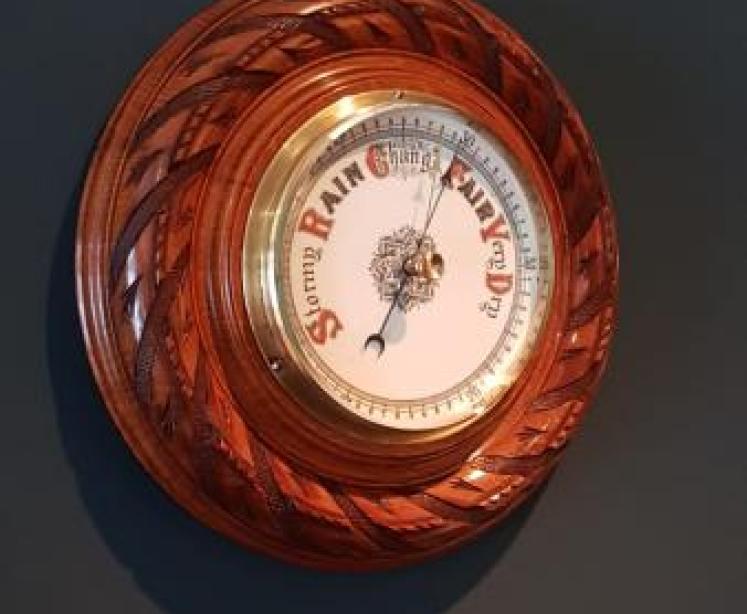 Quality Victorian Carved Walnut Barometer - Image 2