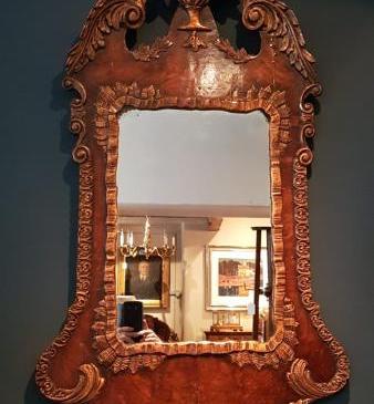 Victorian Burr Walnut & Plaster Gilt Mirror