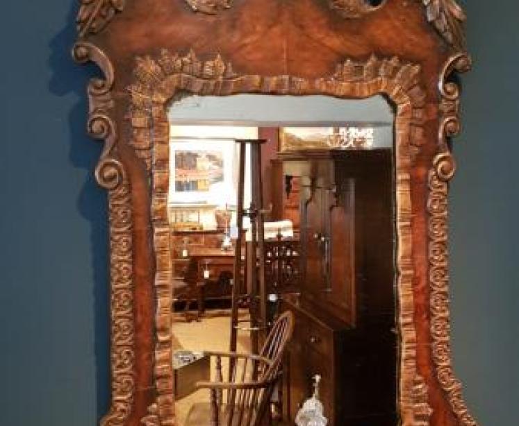 Victorian Burr Walnut & Plaster Gilt Mirror - Image 2