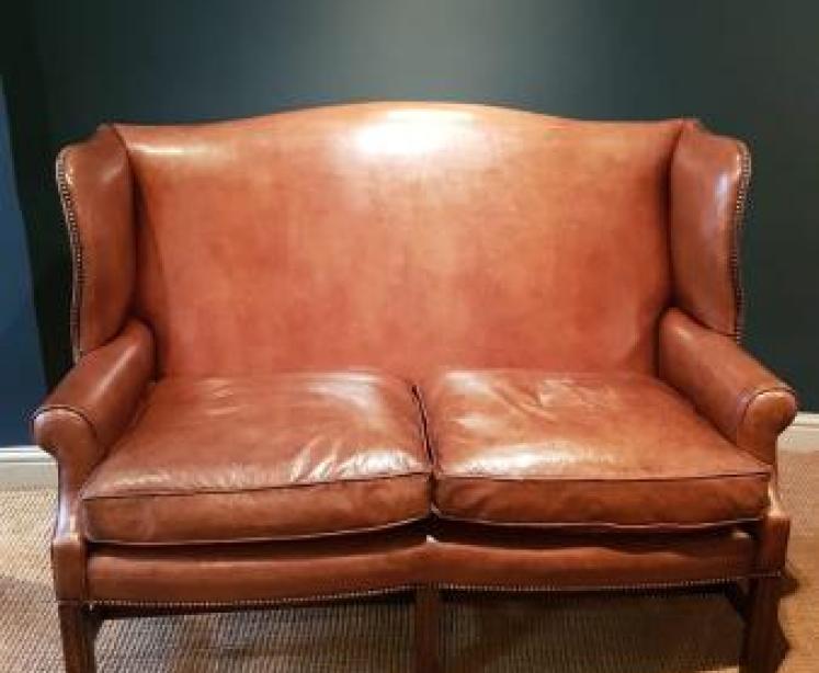 Superb 1920's  Leather Wing Back Sofa - Image 1