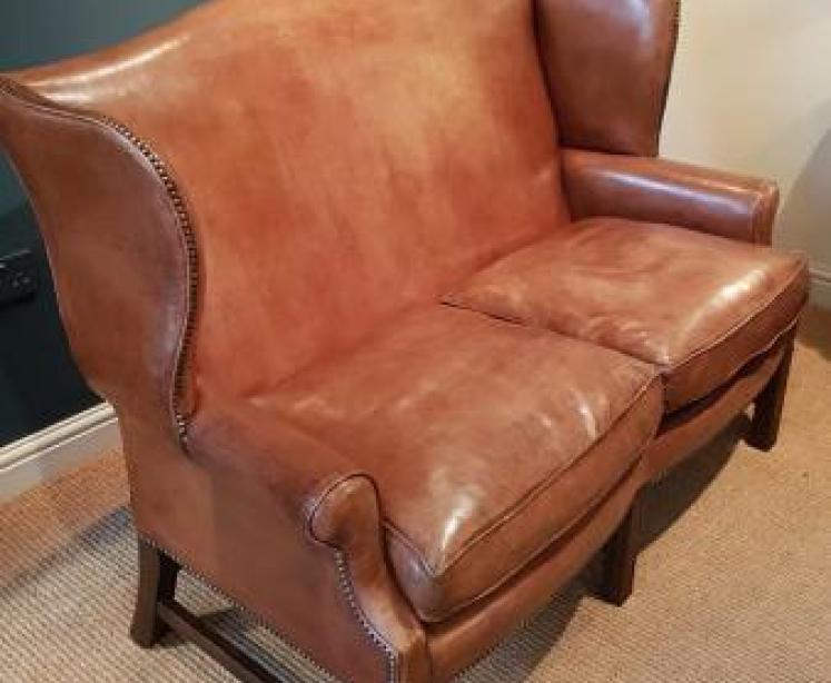 Superb 1920's  Leather Wing Back Sofa - Image 2
