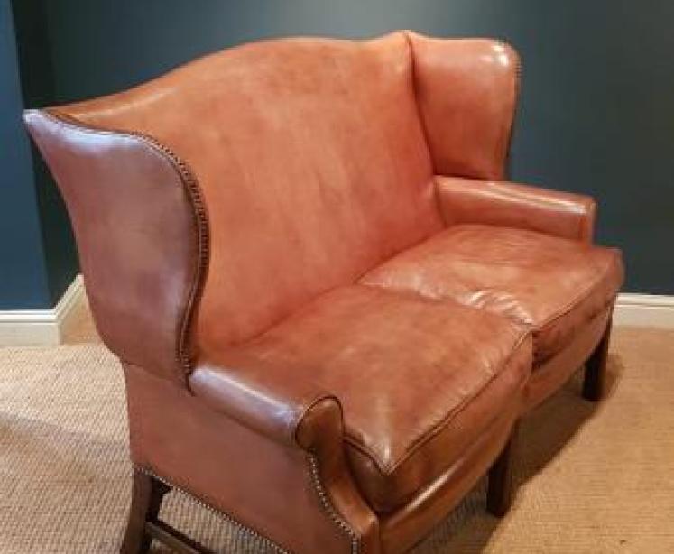 Superb 1920's  Leather Wing Back Sofa - Image 3