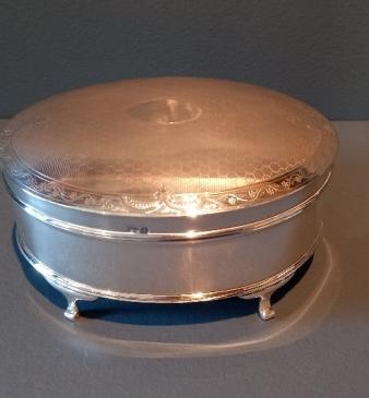 Fine George V Period Silver Engine Turned Jewellery Casket