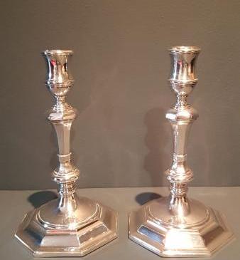 Pair of Fine Quality Cast Silver Candlesticks