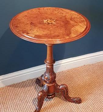 Victorian Burr Walnut Tripod Table