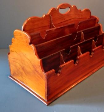 Antique Solid Walnut Partner's Desk Letter Rack