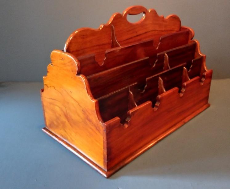 Antique Solid Walnut Partner's Desk Letter Rack - Image 1