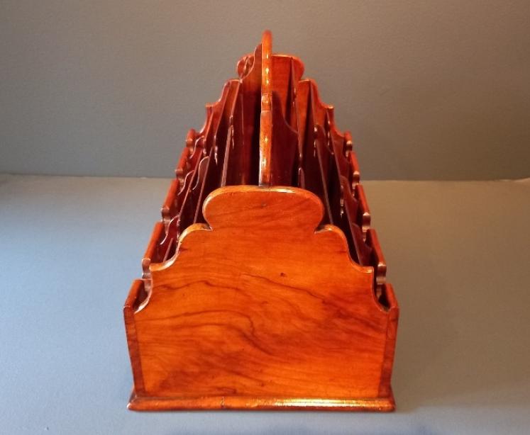 Antique Solid Walnut Partner's Desk Letter Rack - Image 3