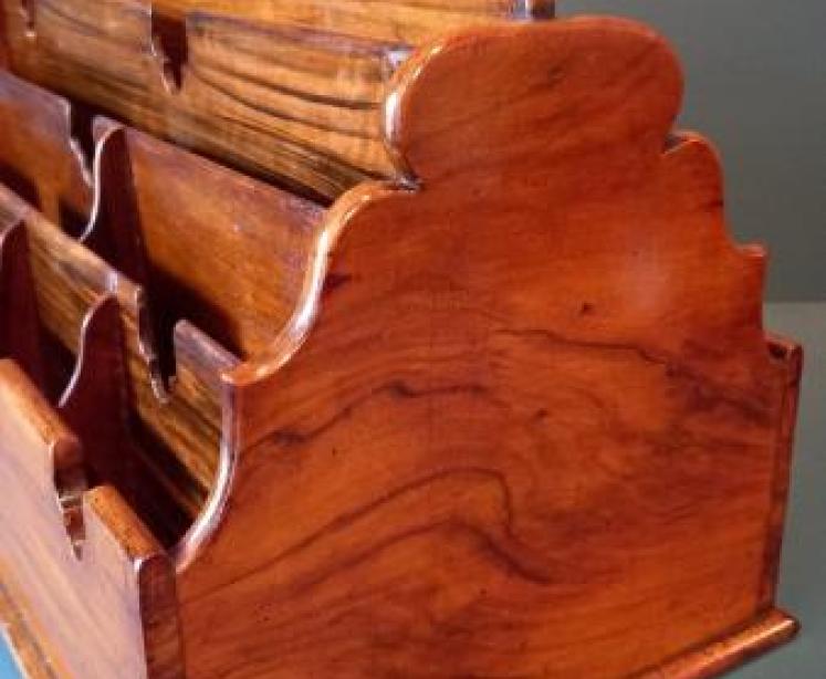 Antique Solid Walnut Partner's Desk Letter Rack - Image 4