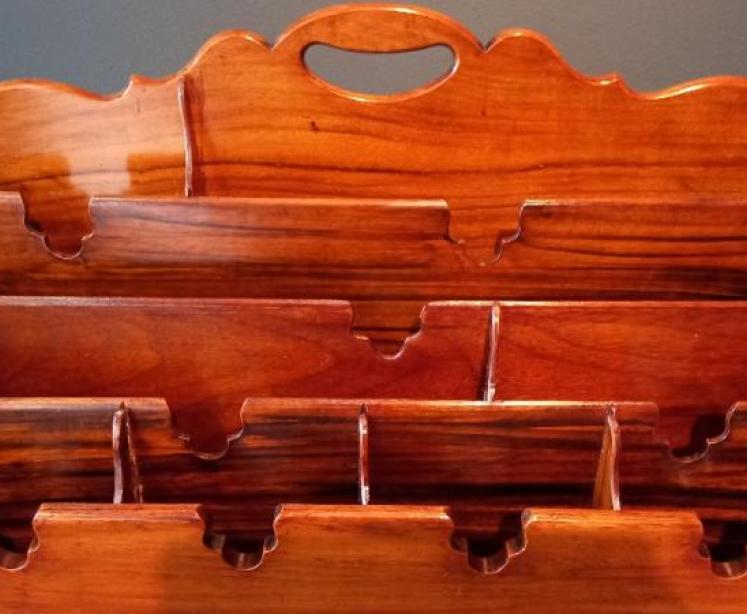 Antique Solid Walnut Partner's Desk Letter Rack - Image 5