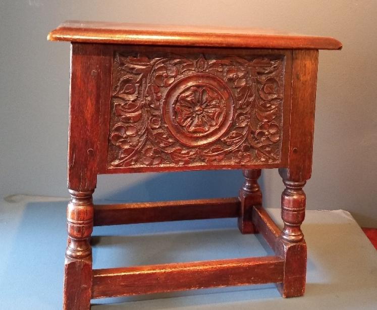 Antique George II Style Oak Box Joint Stool  - Image 1
