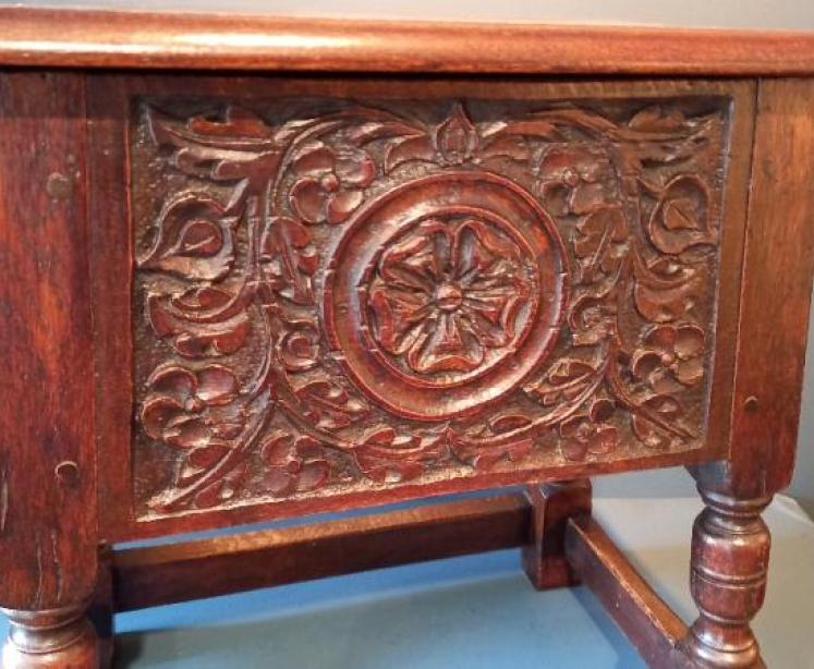 Antique George II Style Oak Box Joint Stool  - Image 2