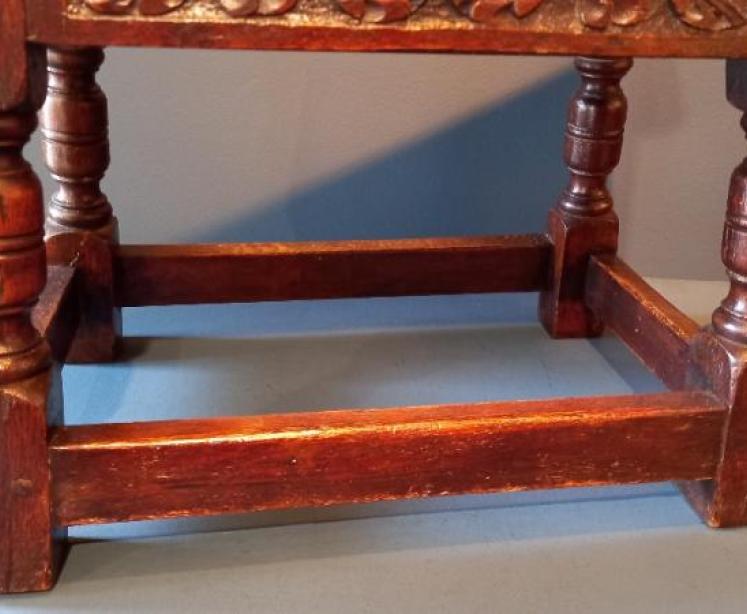 Antique George II Style Oak Box Joint Stool  - Image 5