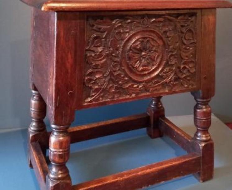 Antique George II Style Oak Box Joint Stool  - Image 7