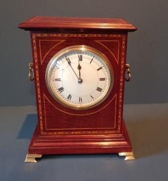 Antique Bracket Style Chequered Inlay Mantel Clock