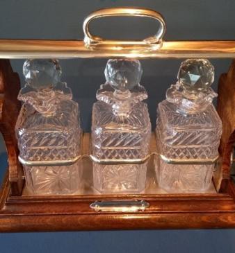 Superb Victorian Three Bottle Tilting Tantalus
