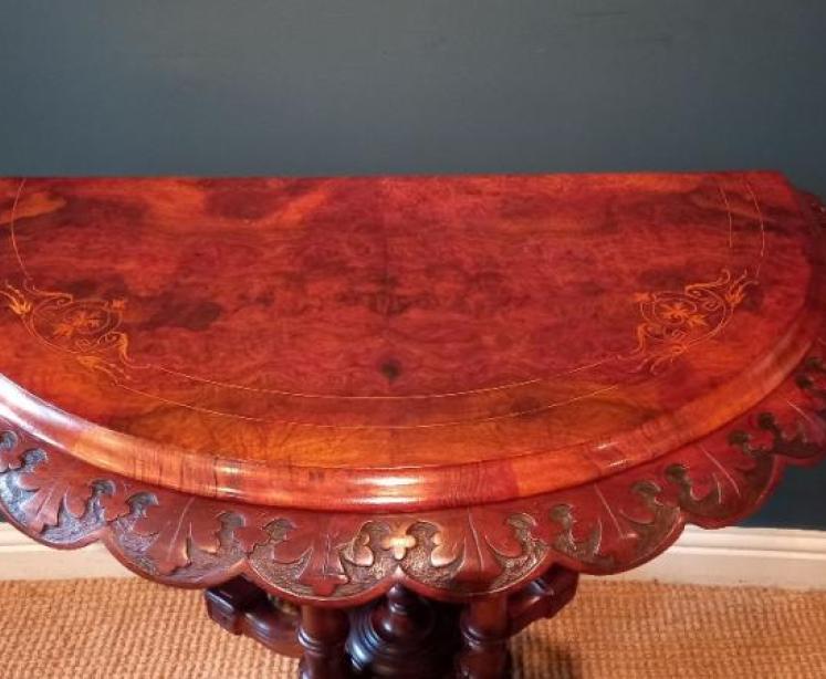 Mid Victorian Burr Walnut Inlaid Games Table - Image 2