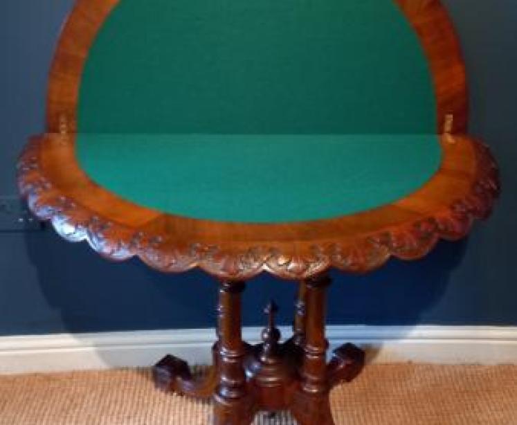 Mid Victorian Burr Walnut Inlaid Games Table - Image 4