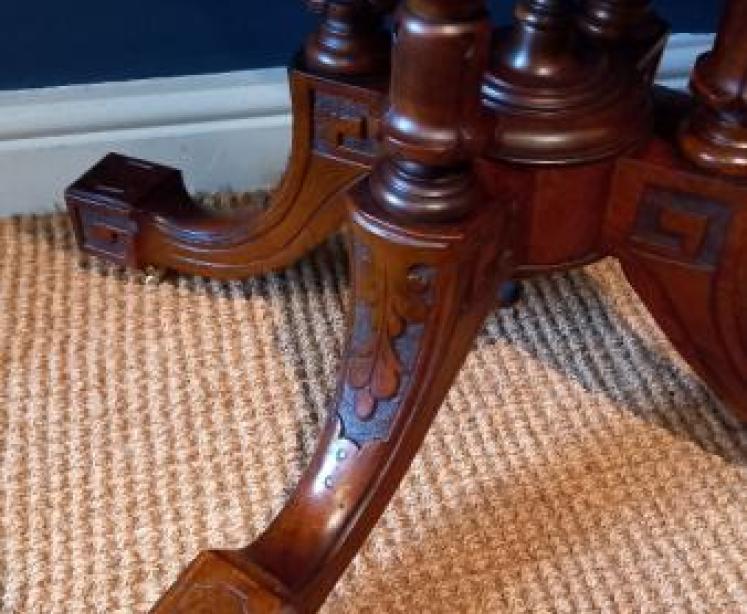 Mid Victorian Burr Walnut Inlaid Games Table - Image 6