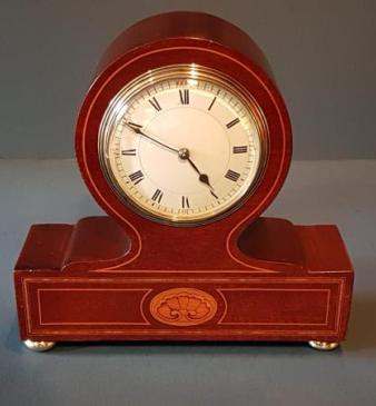 Unusual Edwardian Inlaid Mantel Clock 