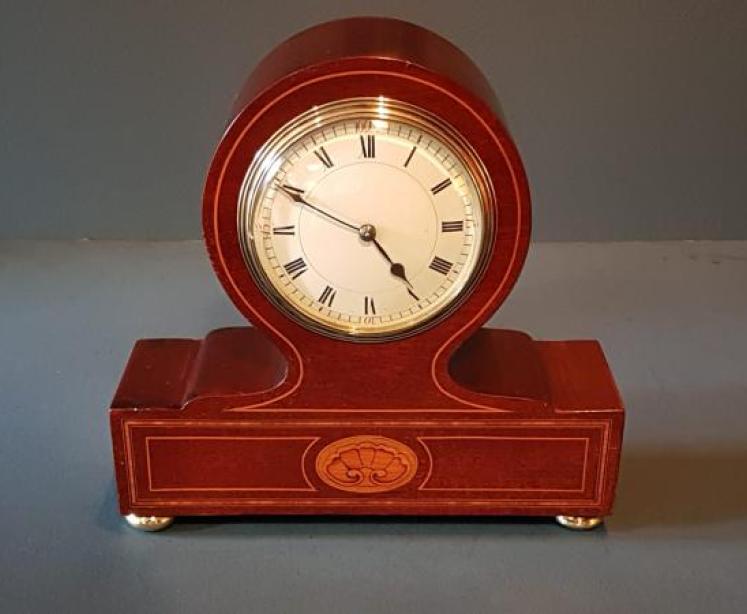 Unusual Edwardian Inlaid Mantel Clock  - Image 1