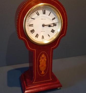 Art Nouveau Inlaid Oval Panel Mantel Clock