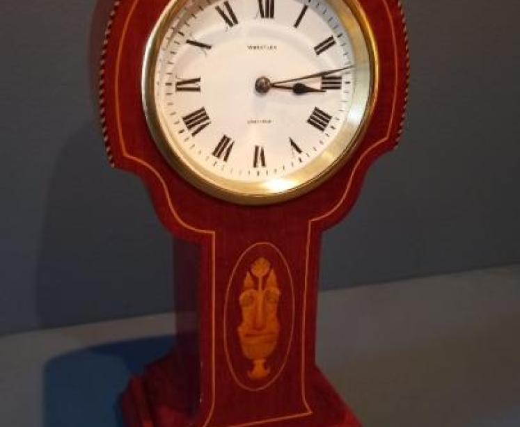 Art Nouveau Inlaid Oval Panel Mantel Clock - Image 1