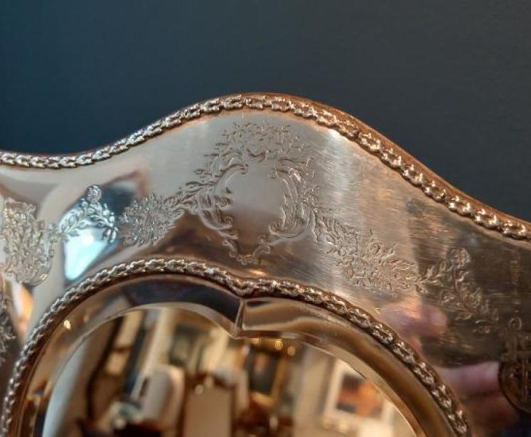 Fine Antique Silver Heart Shaped Table Mirror - Image 5