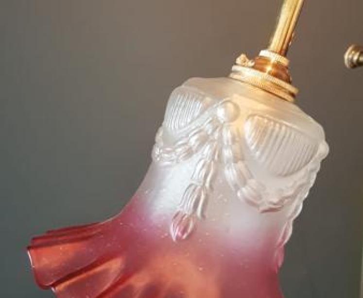 Edwardian Brass Rise and Fall Lamp - Image 5