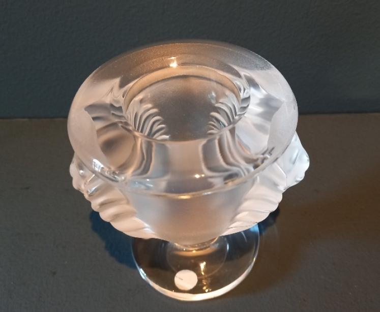 Lalique Opalescent Lion Mask Vase - Image 4