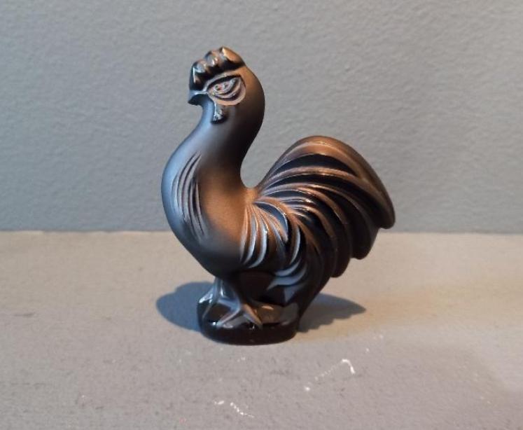 Unusual Lalique Black Opalescent Cockerel - Image 7