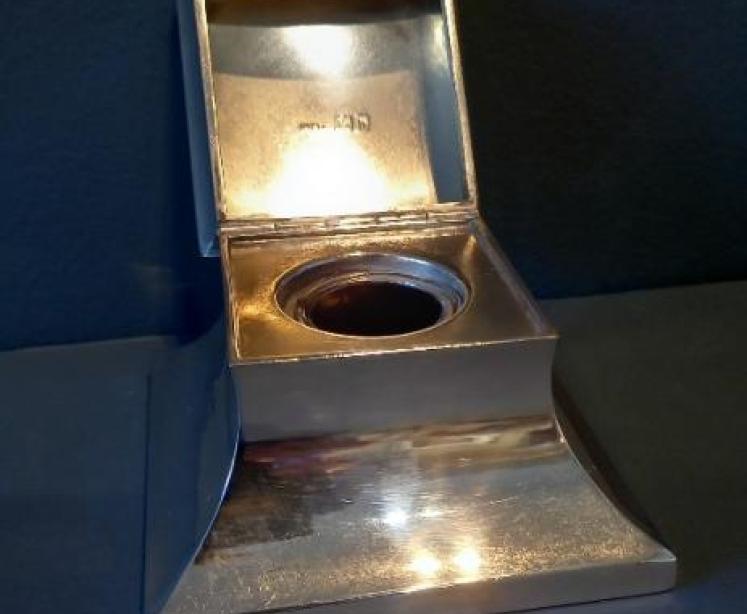 Antique London Silver Desktop Inkstand - Image 3