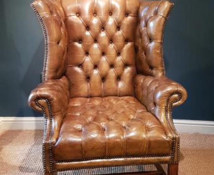  Leather Wing Back Arm Chair - Image 1
