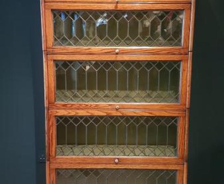 Edwardian Oak Sectional Five Tier Library Bookcase - Image 1