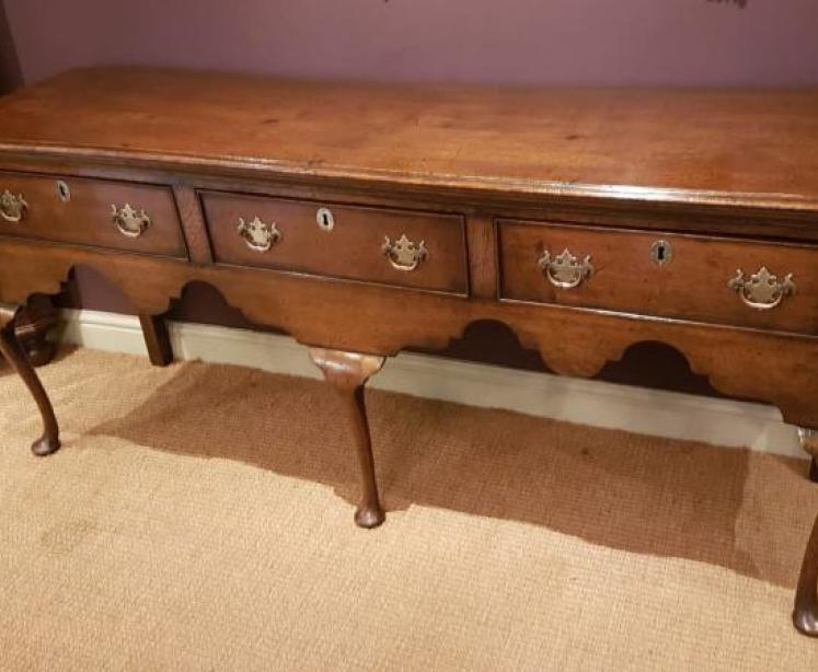 George II Oak Three Drawer Dresser - Image 1